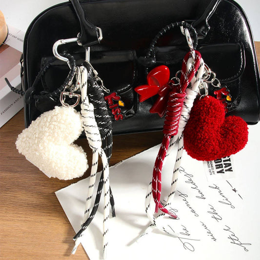 White Plush Heart Bag Charm