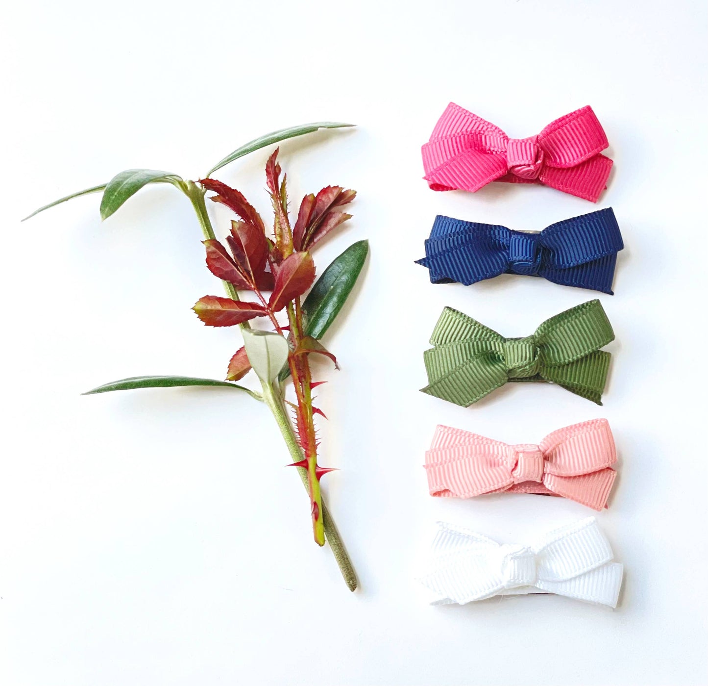 Juniper- 5 Grosgrain Bows Snap Clips