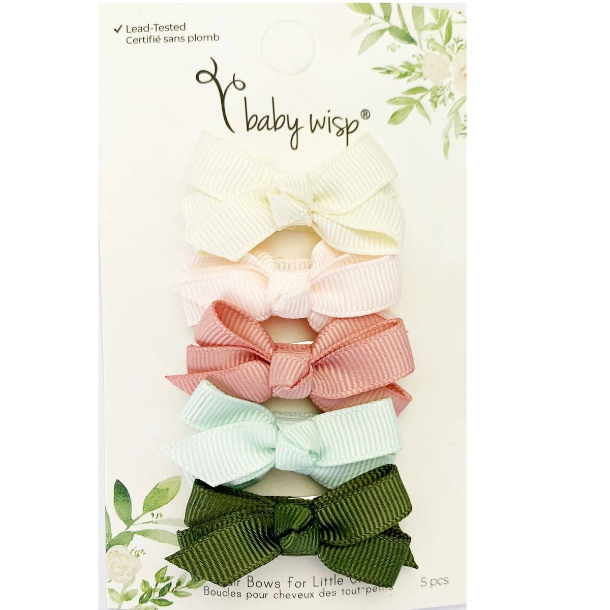 Bouqet- 5 Grosgrain Bows Snap Clips