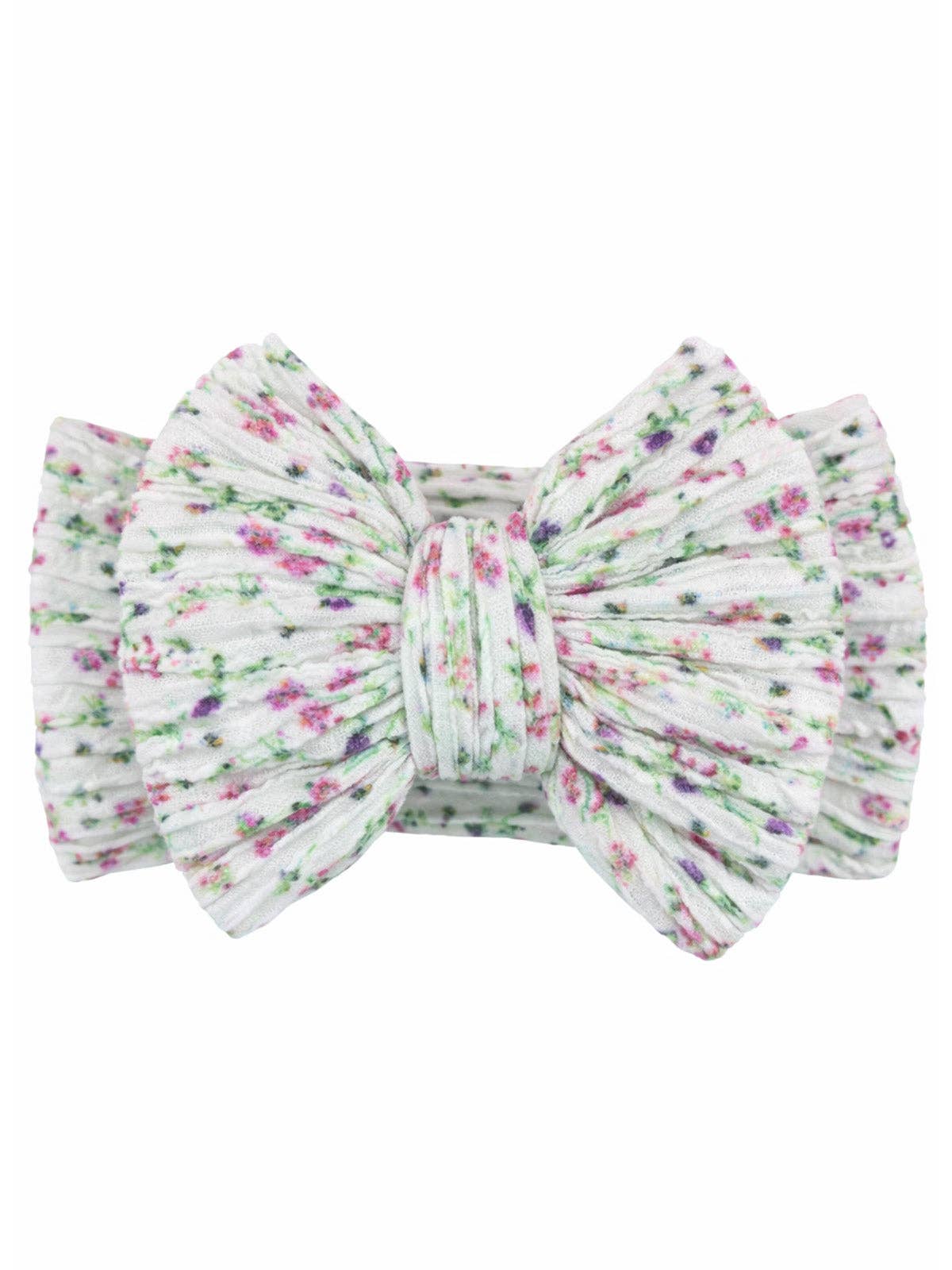 Floral patterned bow on a white background