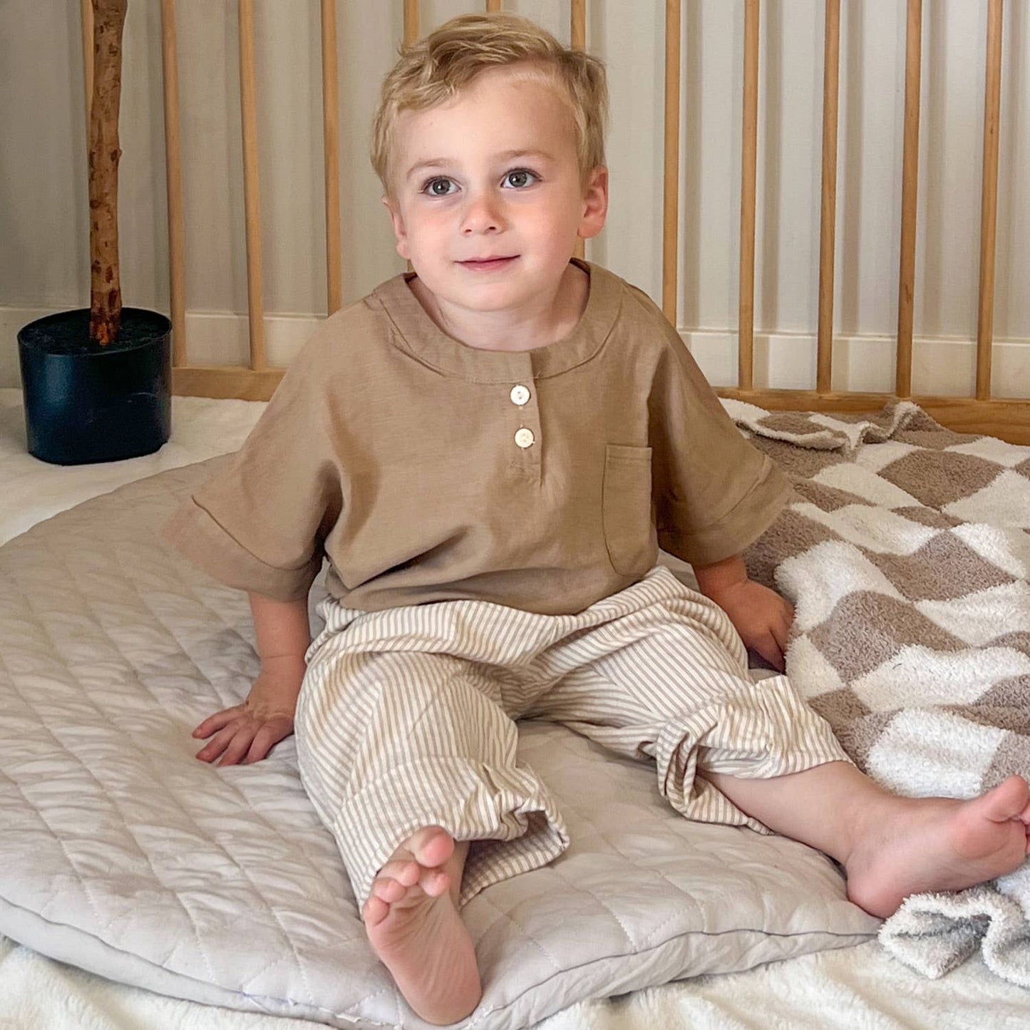 Striped Pants Teddy Bear Brown & Ivory