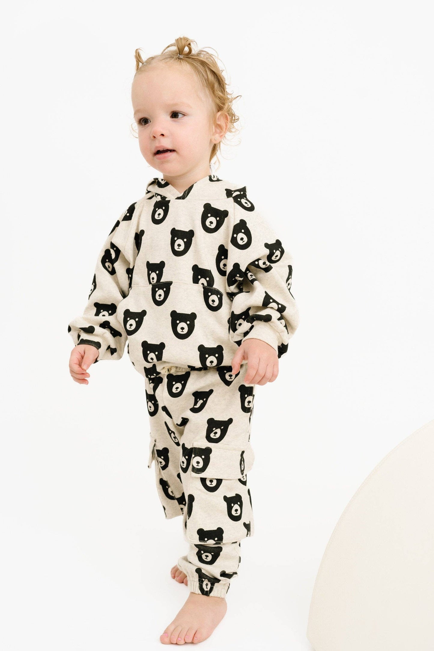Oatmeal Bear Cargo Hoodie Set