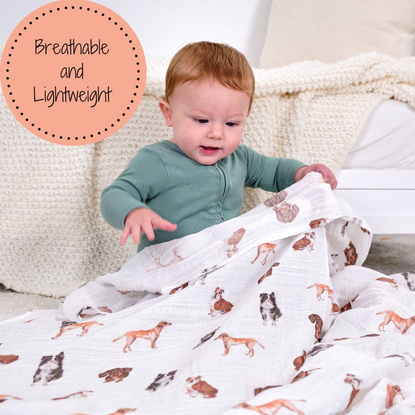Adorable Dogs Muslin Swaddle Blanket