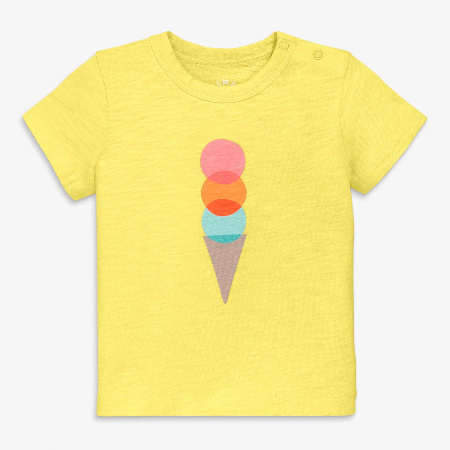 Yellow t-shirt with ice cream cone design on a white background