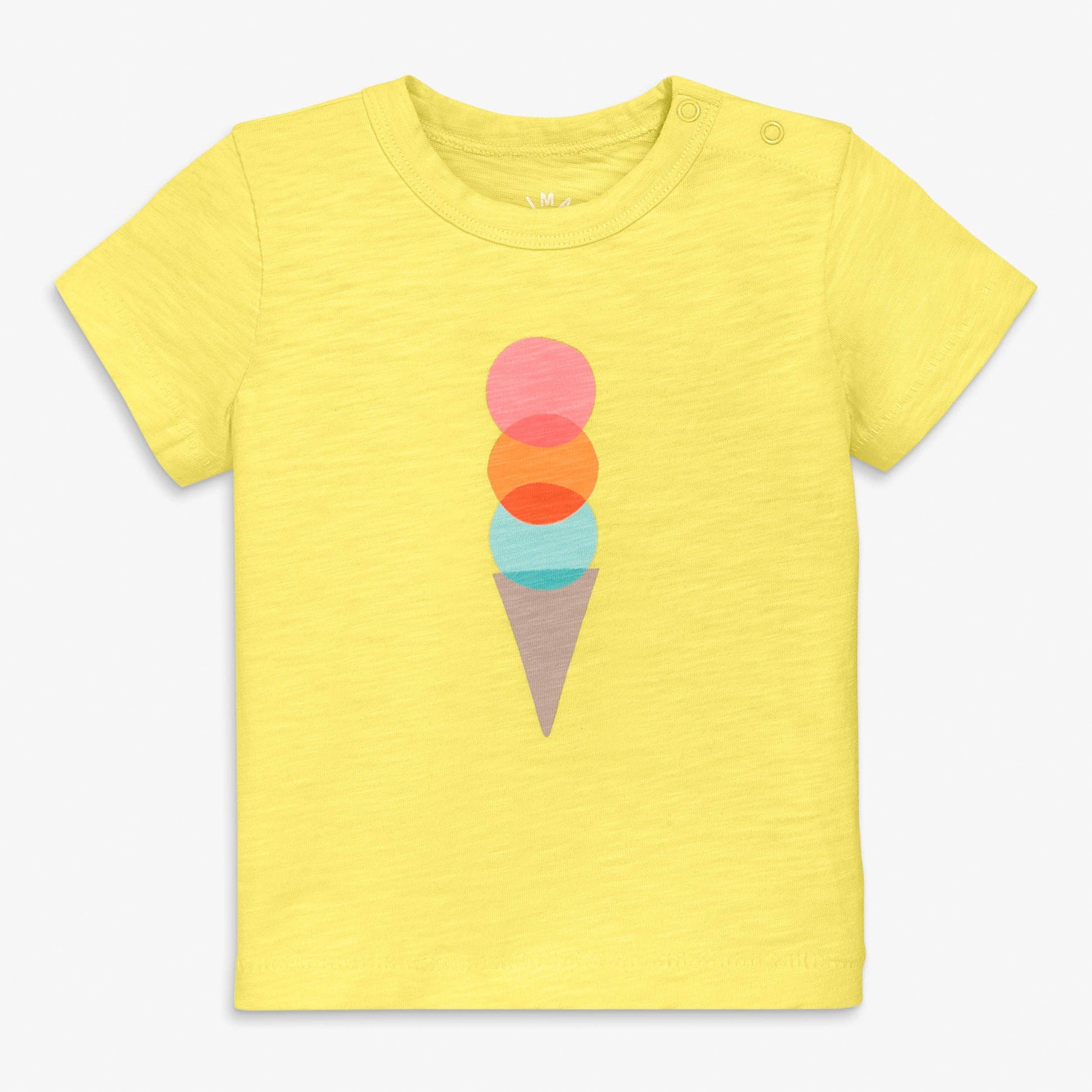 Yellow t-shirt with ice cream cone design on a white background