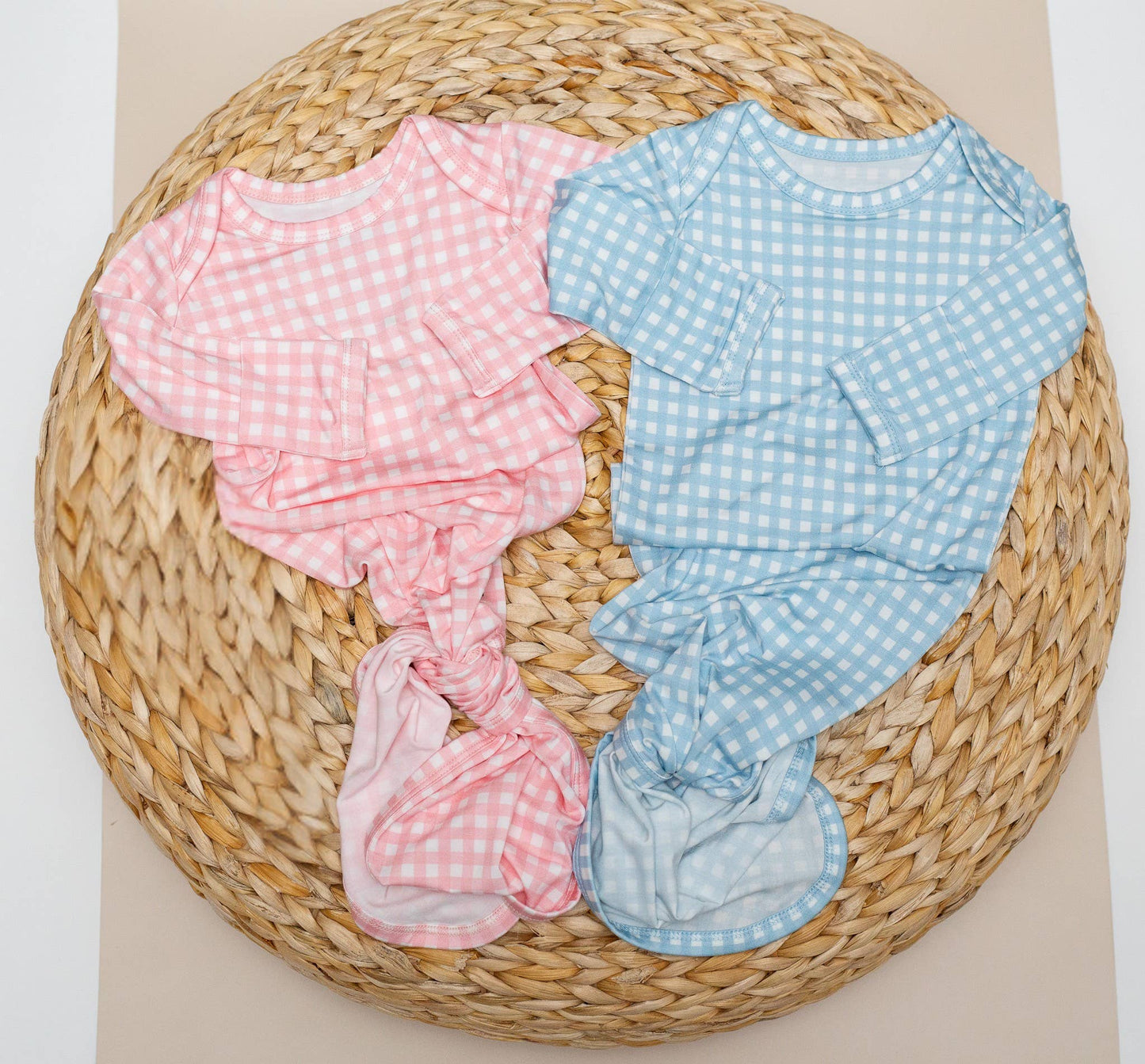 Pink Gingham Knotted Infant Gown