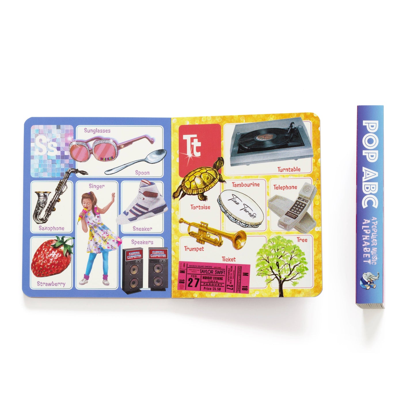 Children's educational book with colorful illustrations on a white background