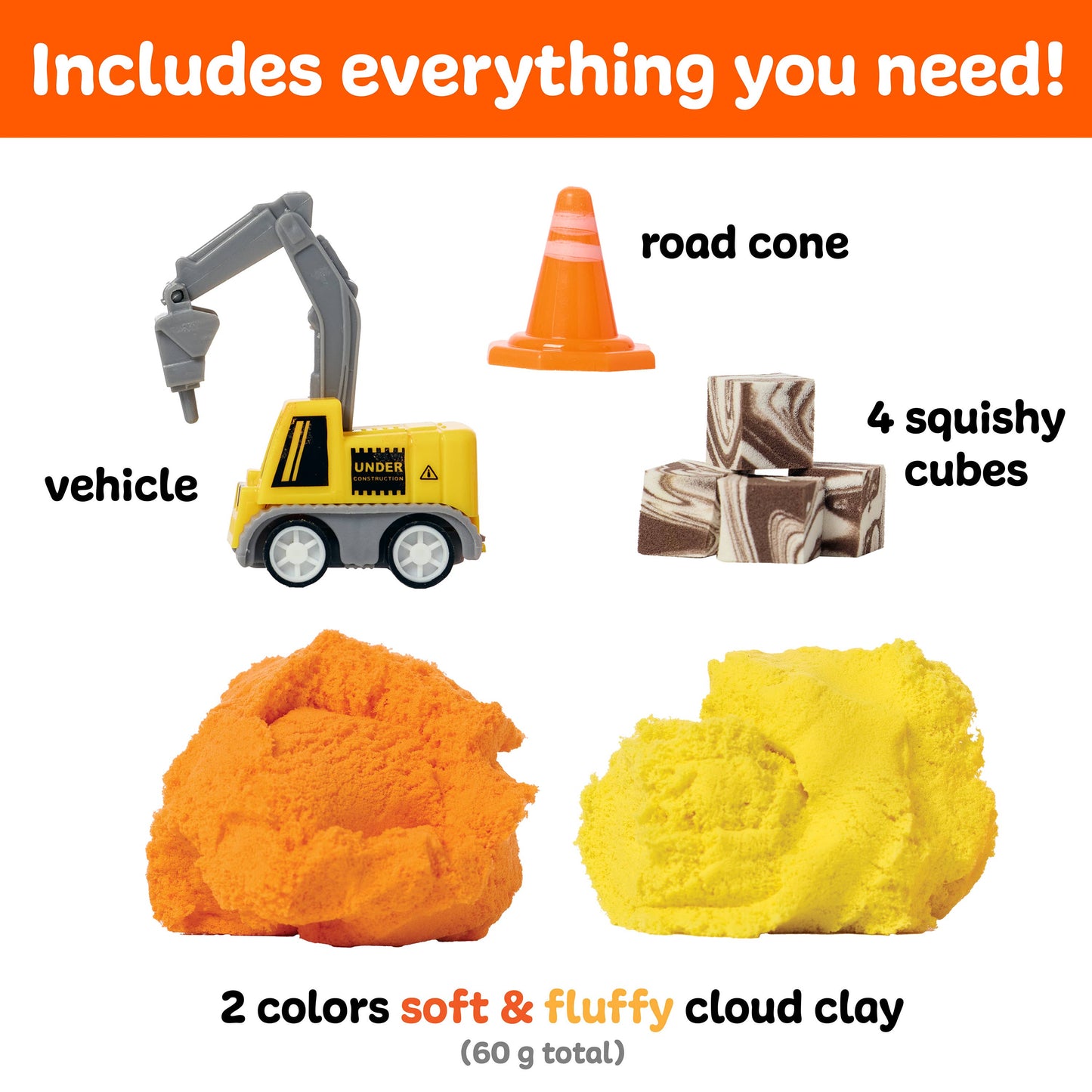 Sensory Mini Play Kit Jar with Cloud Clay: Construction Them