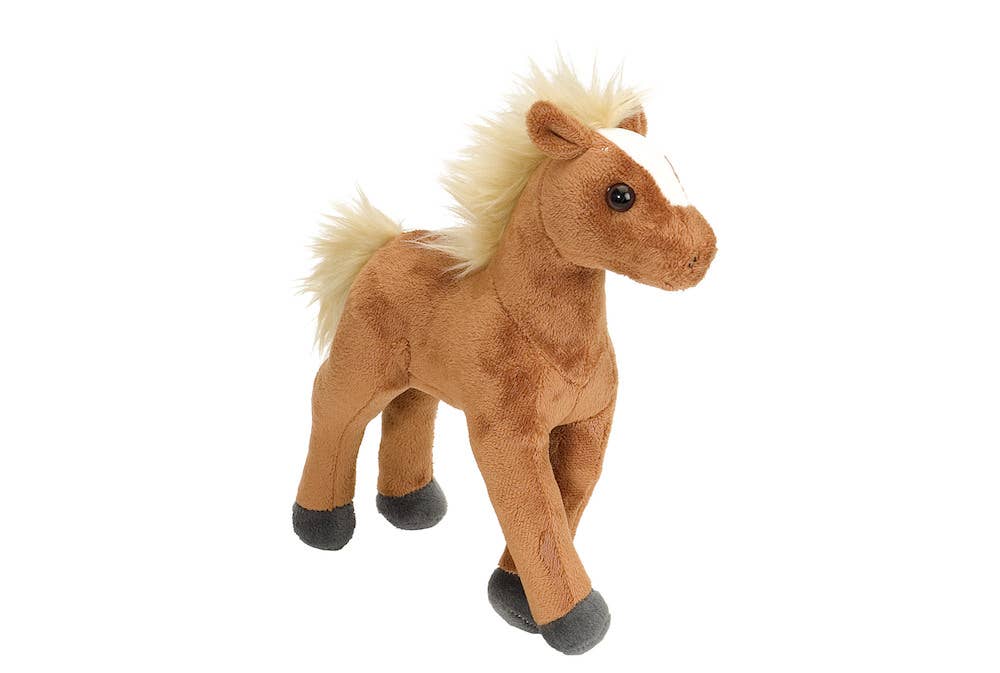 Plush horse toy on a white background