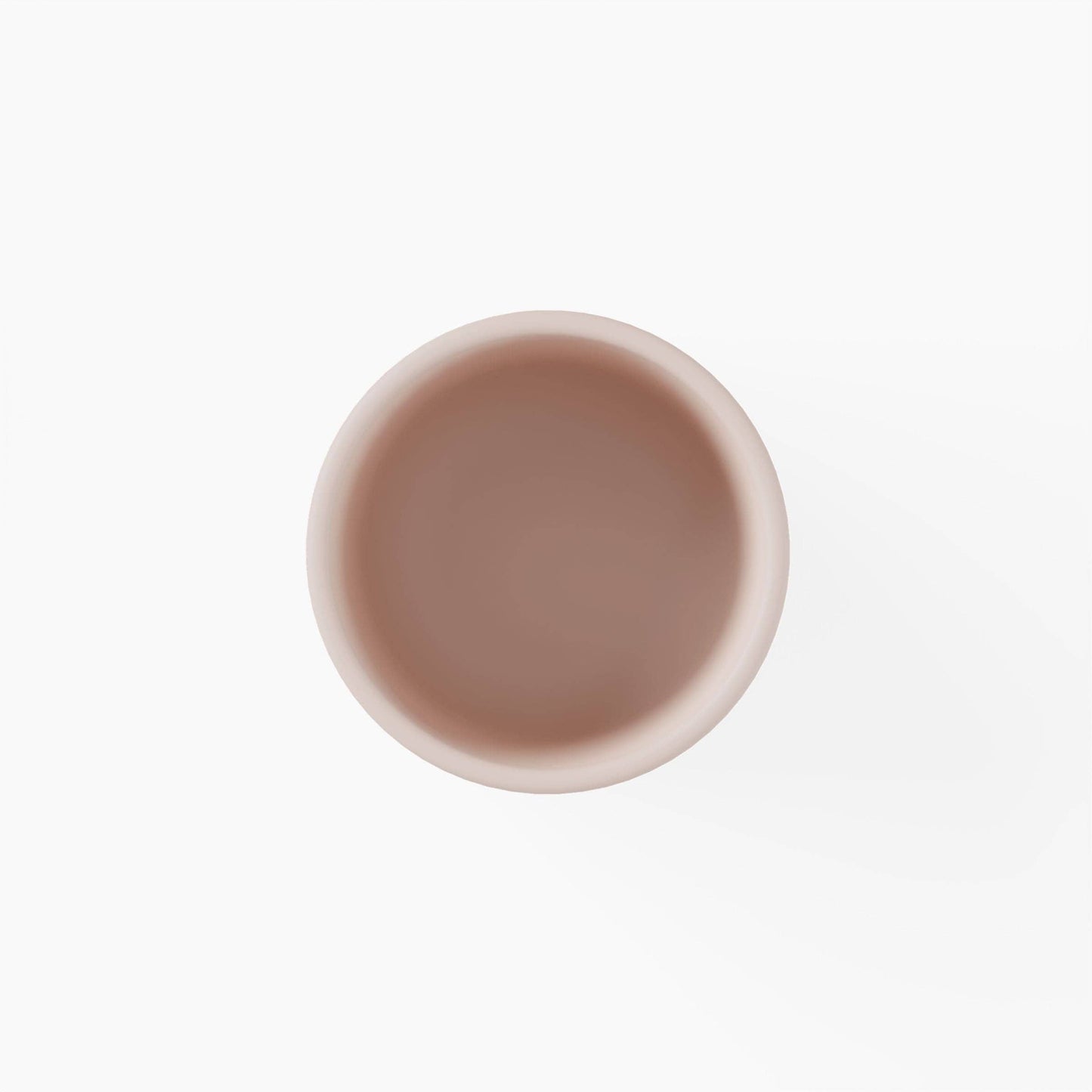 Round light pink object on a white background
