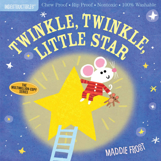 Book cover of 'Twinkle, Twinkle, Little Star' with a mouse on a star and blue background