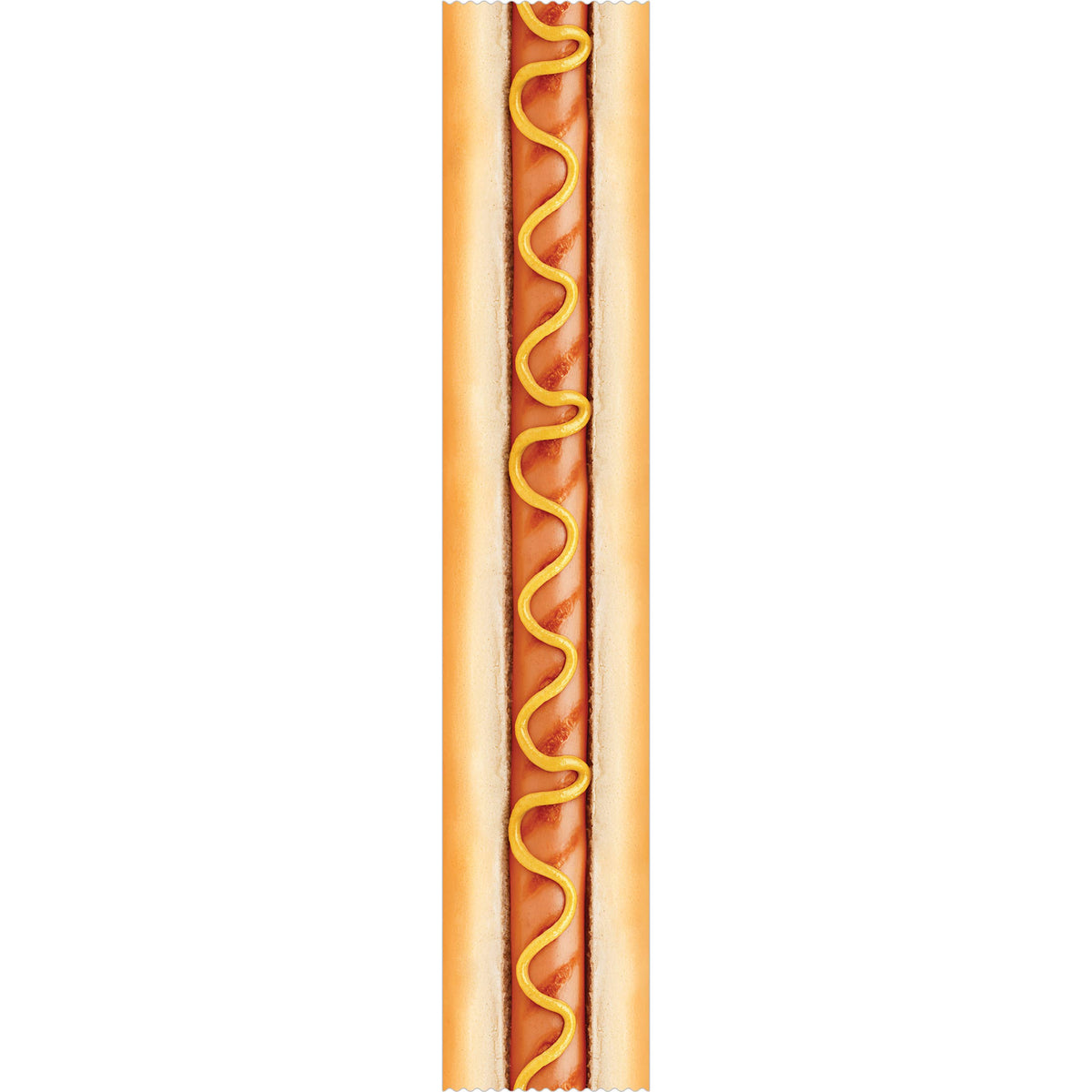 Illustration of a hot dog with mustard on a white background