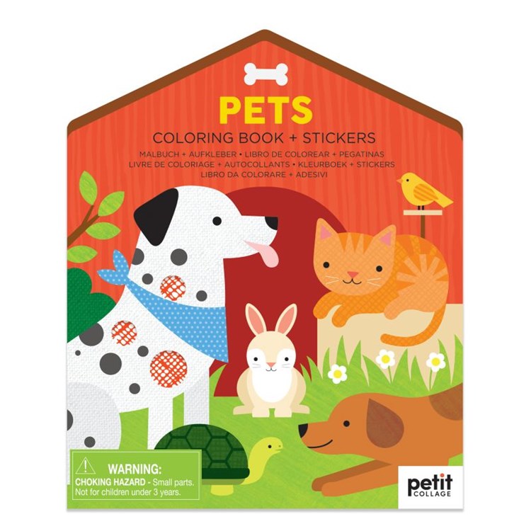 Coloring Book with Stickers Pets (Petit Collage)