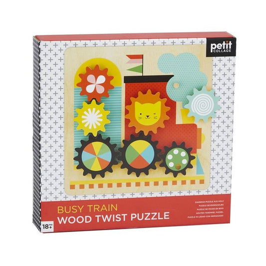 Wood Twist Puzzle Busy Trains (Petit Collage)