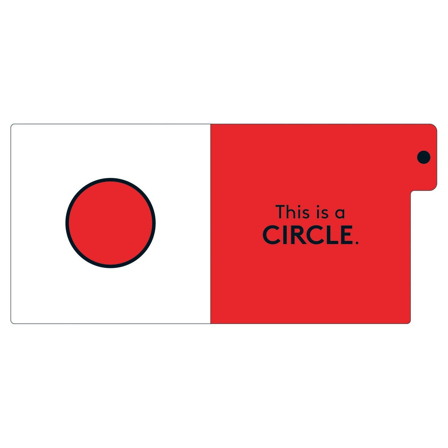 Red circle and square with text on a white background