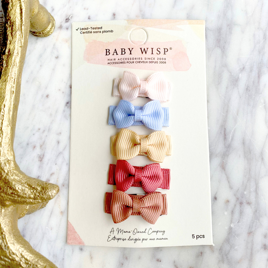 Tea Time- 5 Tiny Tuxedo Bows on Snap Clips