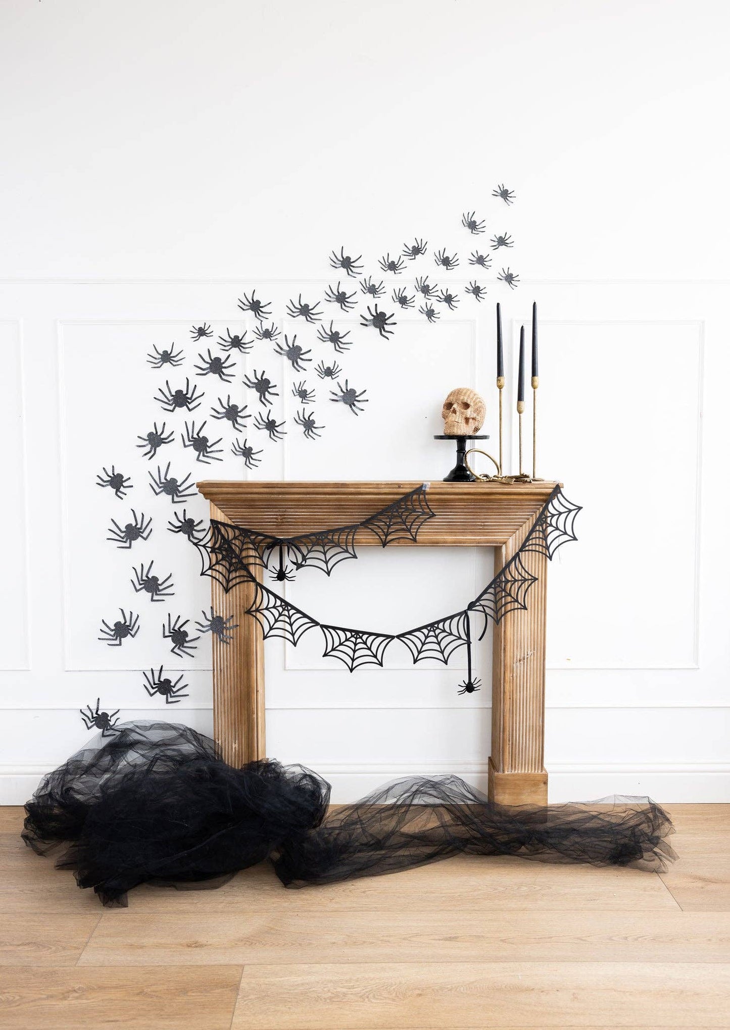 Glittered Spiders Wall Decor