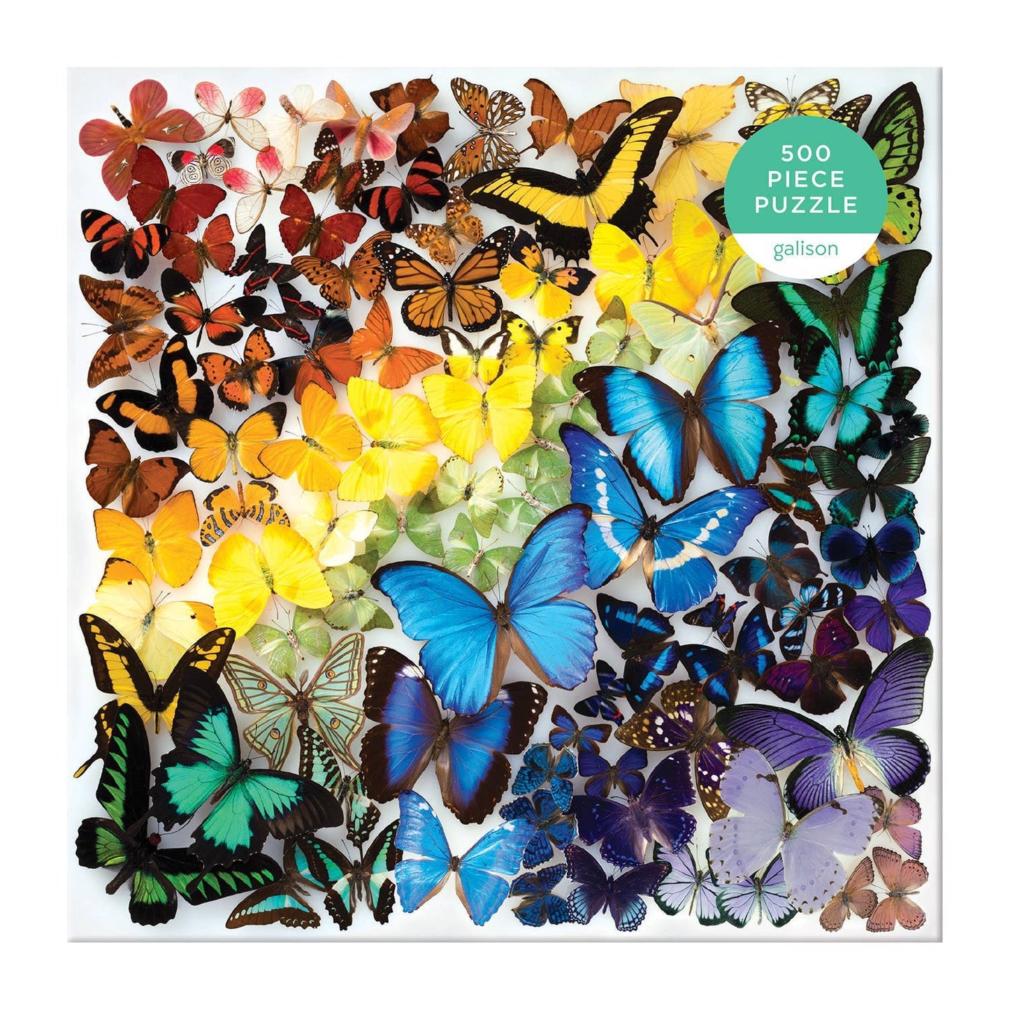 Puzzle box with colorful butterfly design and '500 Piece Puzzle' label.