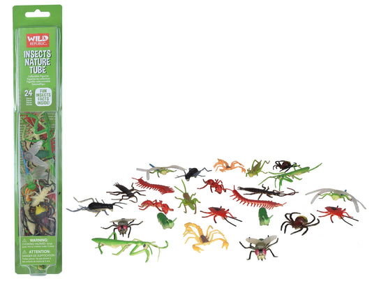 Packaged toy insects with a white background
