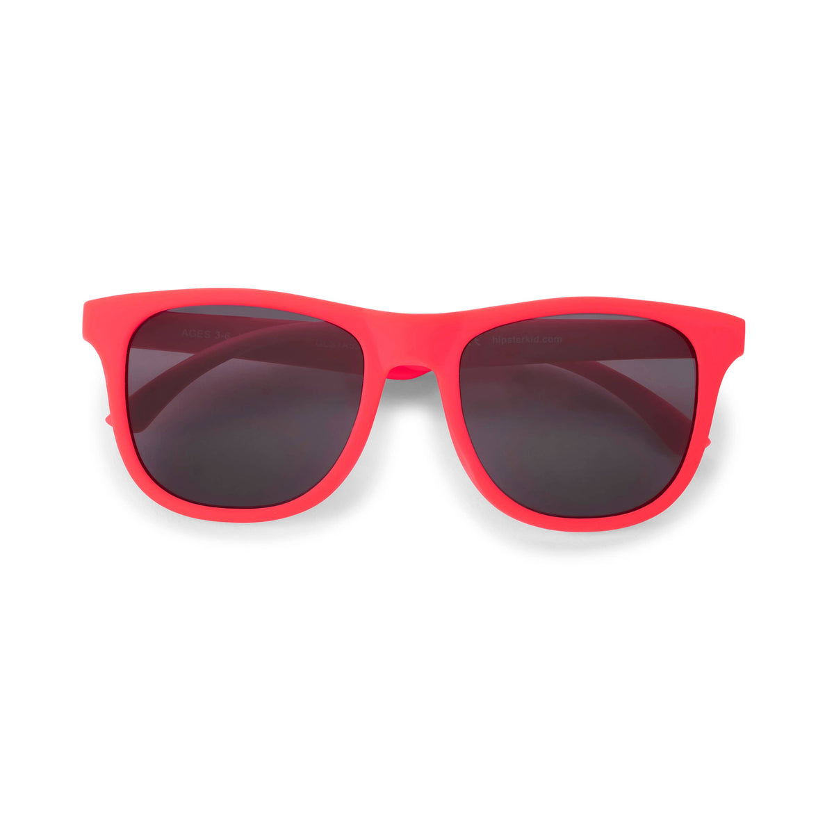 Bright pink sunglasses with dark tinted lenses, shown from the front on a clean white background.