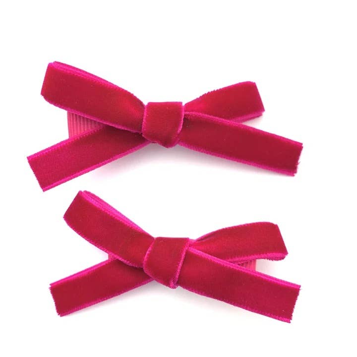 Velvet Pigtail Alligator Hair Clip Bows