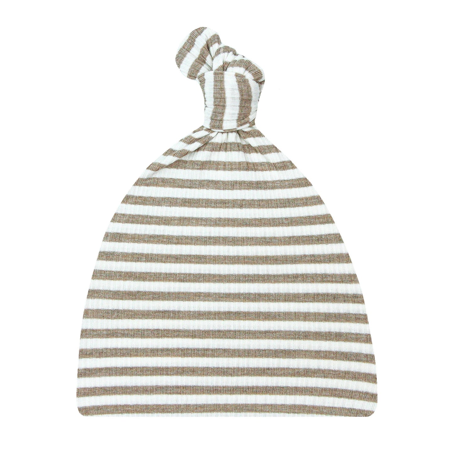 Stripe Ribbed Top Knot Hat