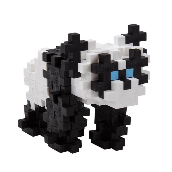 Pixelated puzzle panda figure on a white background