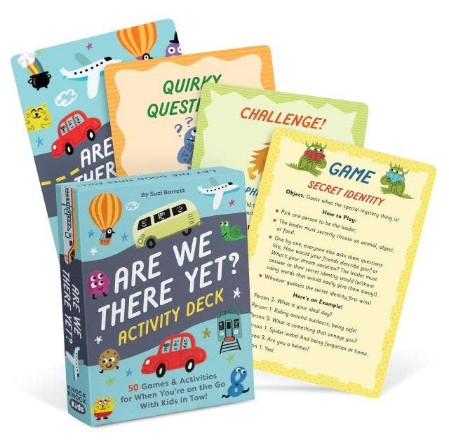 Children's activity deck with cards and box on a white background