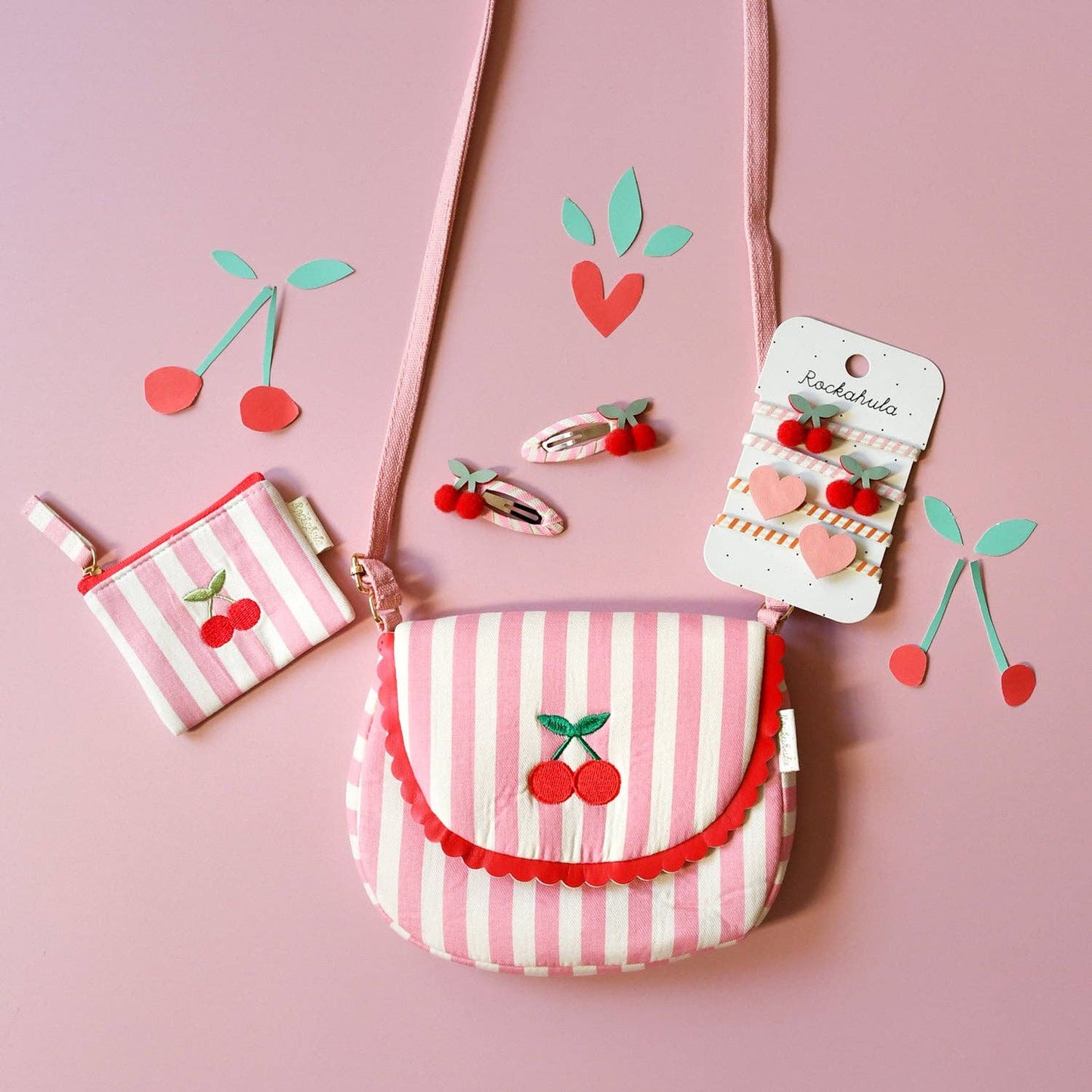 Cherry Kiss Stripey Clips