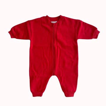Fleece Zippered Jumpsuit in Mars Red