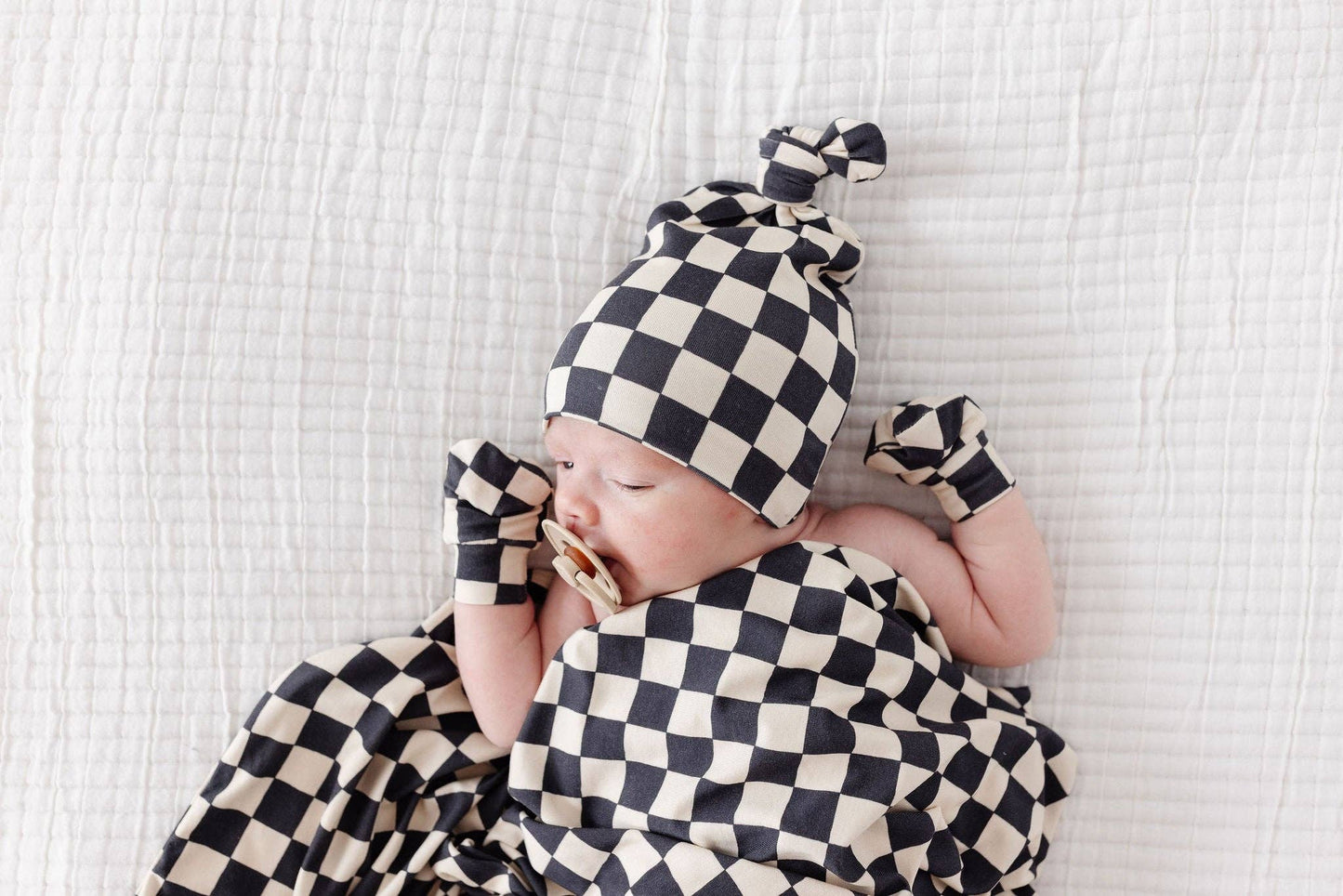 Checker Top Knot Hat