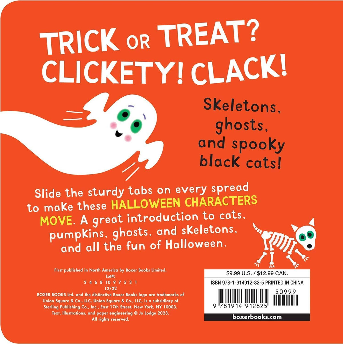 Book cover with Halloween-themed illustrations and text on an orange background.