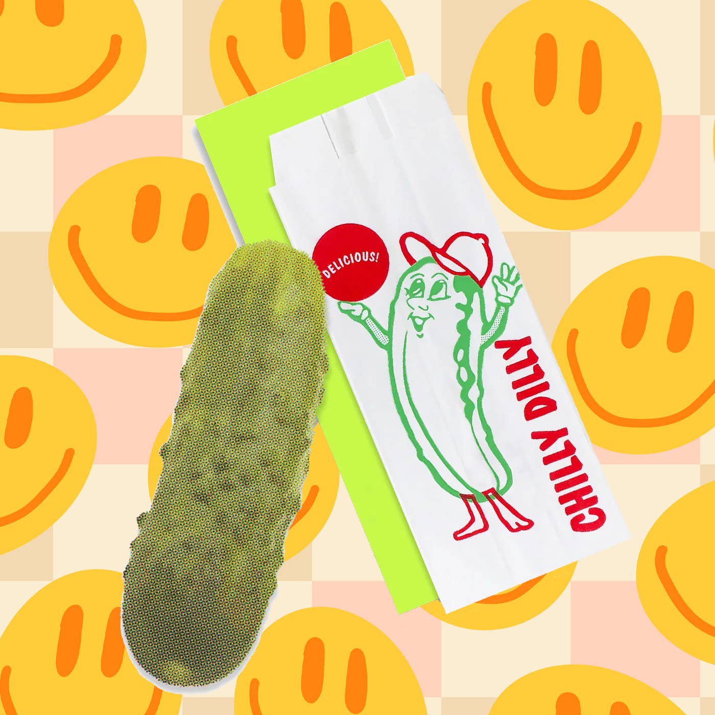 Retro Pickle Postcard With Envelope & Concession Bag