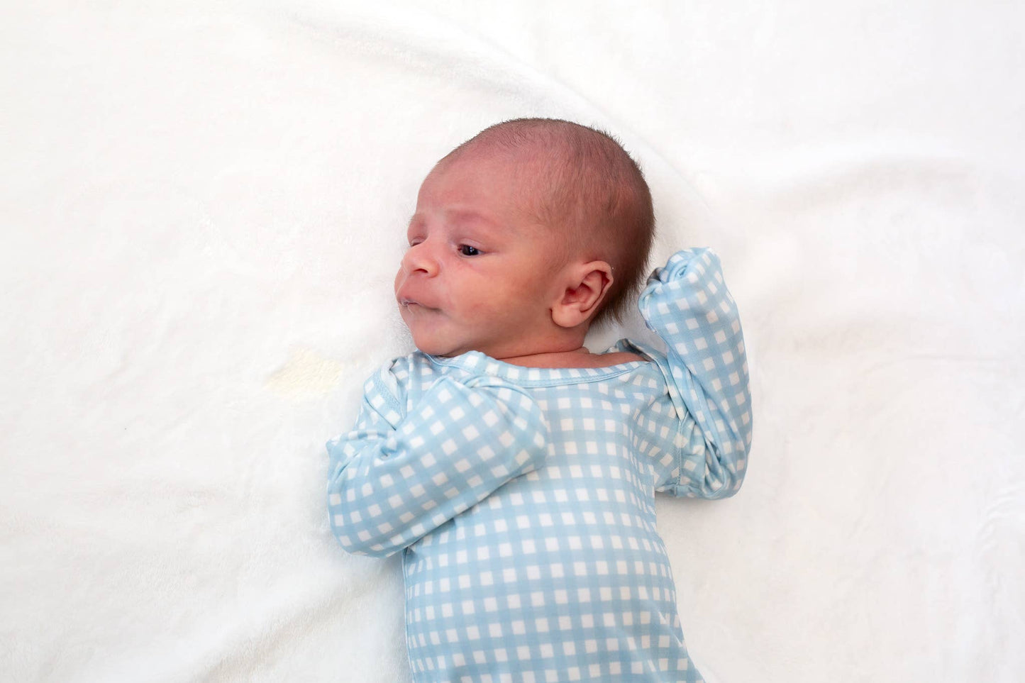 Blue Gingham Knotted Infant Gown