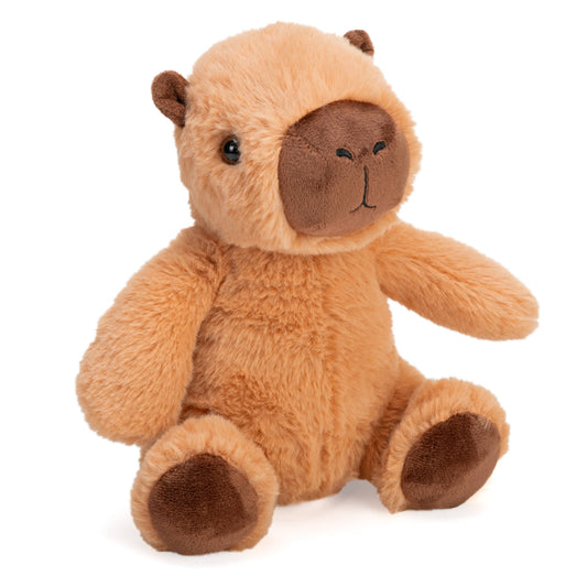 Brown capybara plush toy on a white background