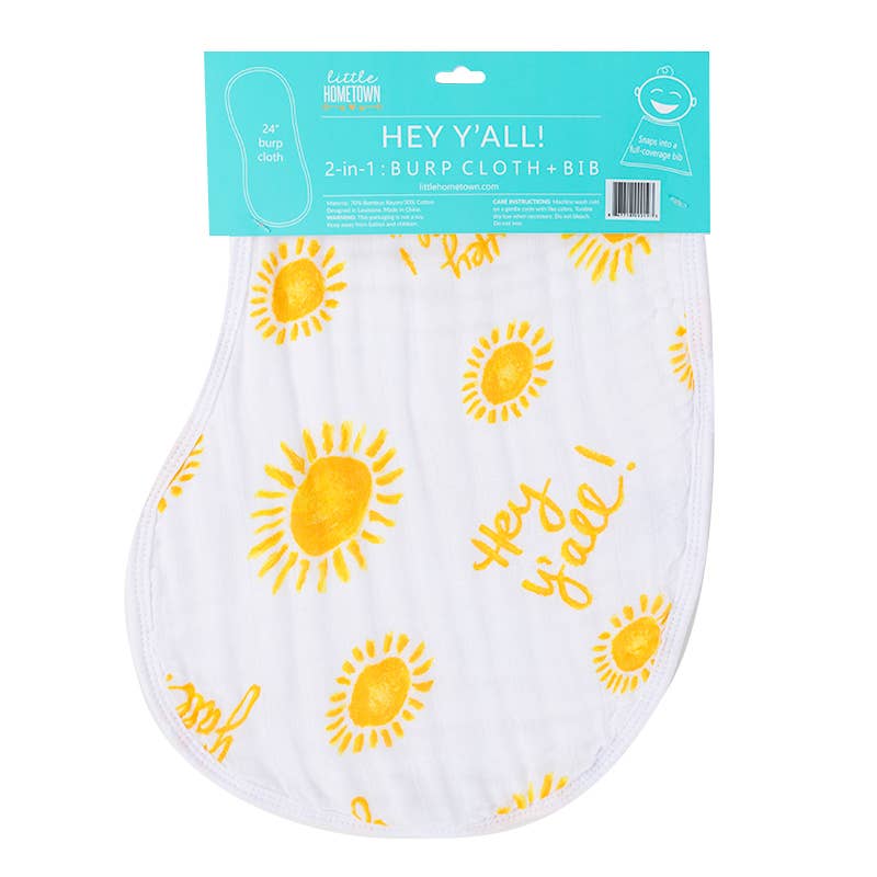 Hey Y'all Burp Cloth and Bib