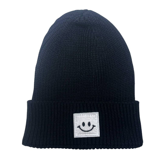 Baby Infant Smiley Beanie Patch - Black